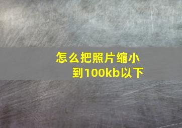 怎么把照片缩小到100kb以下