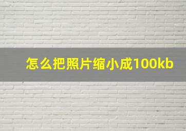 怎么把照片缩小成100kb