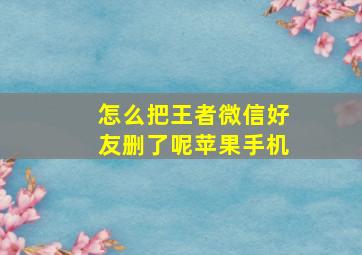 怎么把王者微信好友删了呢苹果手机