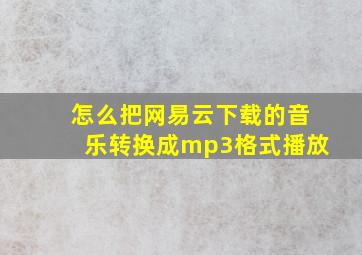 怎么把网易云下载的音乐转换成mp3格式播放