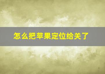 怎么把苹果定位给关了