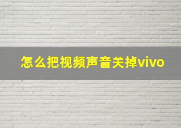 怎么把视频声音关掉vivo