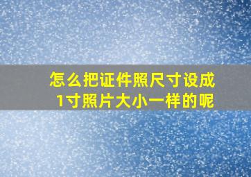 怎么把证件照尺寸设成1寸照片大小一样的呢