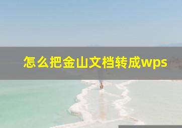 怎么把金山文档转成wps