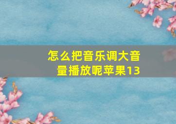 怎么把音乐调大音量播放呢苹果13