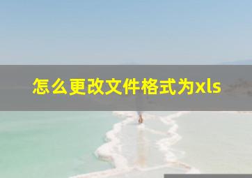 怎么更改文件格式为xls