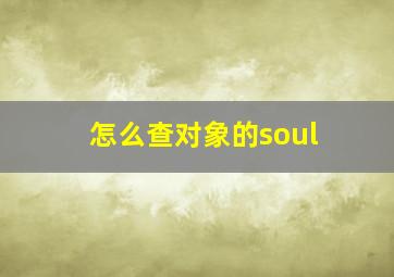 怎么查对象的soul