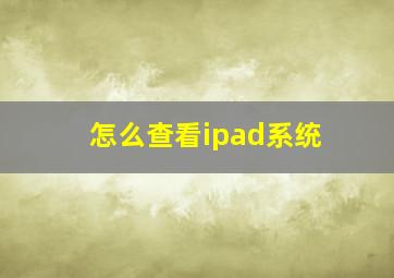 怎么查看ipad系统