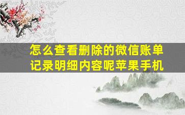 怎么查看删除的微信账单记录明细内容呢苹果手机