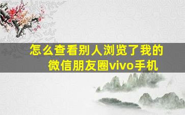 怎么查看别人浏览了我的微信朋友圈vivo手机