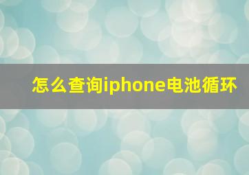 怎么查询iphone电池循环