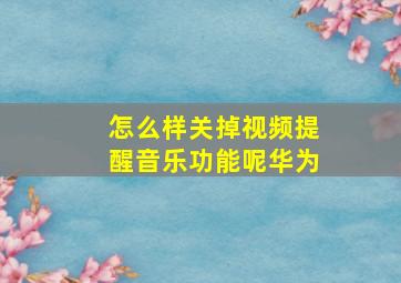 怎么样关掉视频提醒音乐功能呢华为