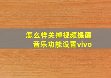 怎么样关掉视频提醒音乐功能设置vivo