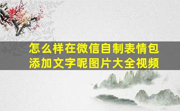 怎么样在微信自制表情包添加文字呢图片大全视频