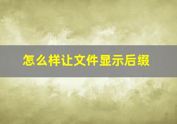 怎么样让文件显示后缀