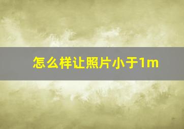 怎么样让照片小于1m