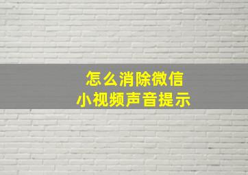 怎么消除微信小视频声音提示