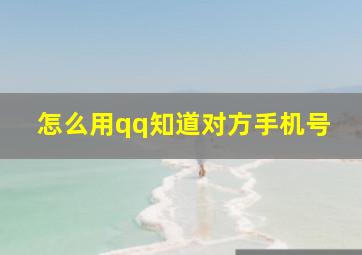 怎么用qq知道对方手机号