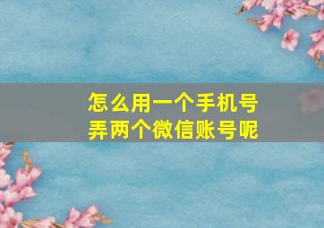 怎么用一个手机号弄两个微信账号呢