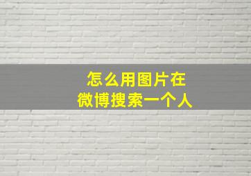 怎么用图片在微博搜索一个人