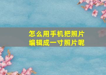 怎么用手机把照片编辑成一寸照片呢