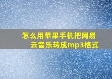 怎么用苹果手机把网易云音乐转成mp3格式