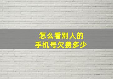 怎么看别人的手机号欠费多少