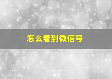 怎么看到微信号