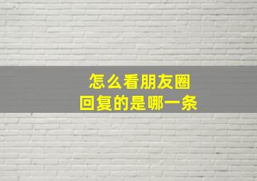 怎么看朋友圈回复的是哪一条