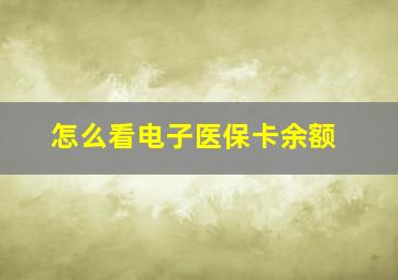 怎么看电子医保卡余额