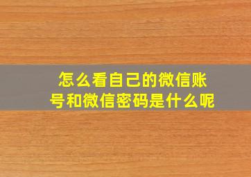 怎么看自己的微信账号和微信密码是什么呢