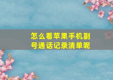 怎么看苹果手机副号通话记录清单呢