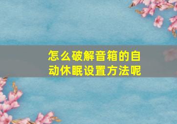 怎么破解音箱的自动休眠设置方法呢