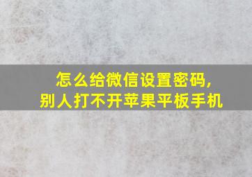 怎么给微信设置密码,别人打不开苹果平板手机