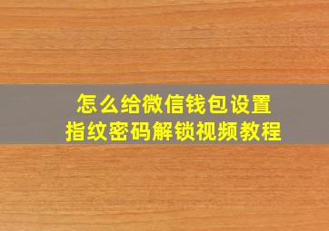 怎么给微信钱包设置指纹密码解锁视频教程