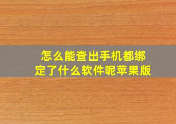 怎么能查出手机都绑定了什么软件呢苹果版