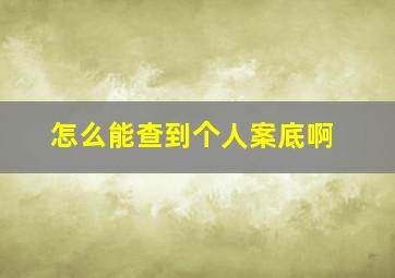 怎么能查到个人案底啊