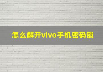 怎么解开vivo手机密码锁