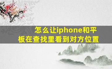 怎么让iphone和平板在查找里看到对方位置