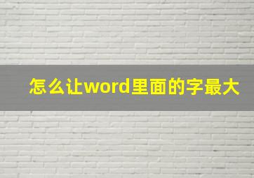 怎么让word里面的字最大