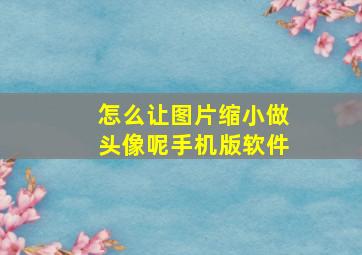 怎么让图片缩小做头像呢手机版软件