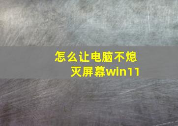 怎么让电脑不熄灭屏幕win11