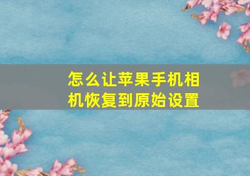 怎么让苹果手机相机恢复到原始设置