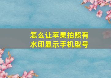 怎么让苹果拍照有水印显示手机型号