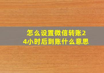 怎么设置微信转账24小时后到账什么意思