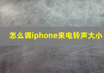 怎么调iphone来电铃声大小