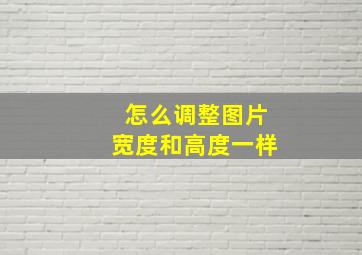 怎么调整图片宽度和高度一样