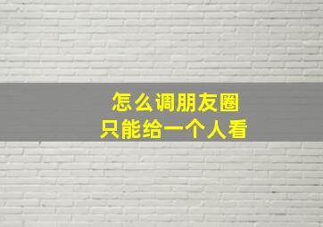 怎么调朋友圈只能给一个人看