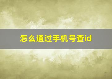 怎么通过手机号查id