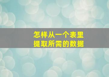 怎样从一个表里提取所需的数据